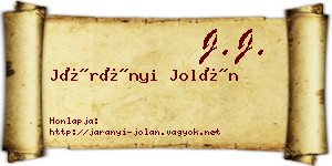 Járányi Jolán névjegykártya